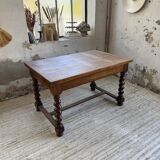 Paneled walnut desk with turned legs, 1900