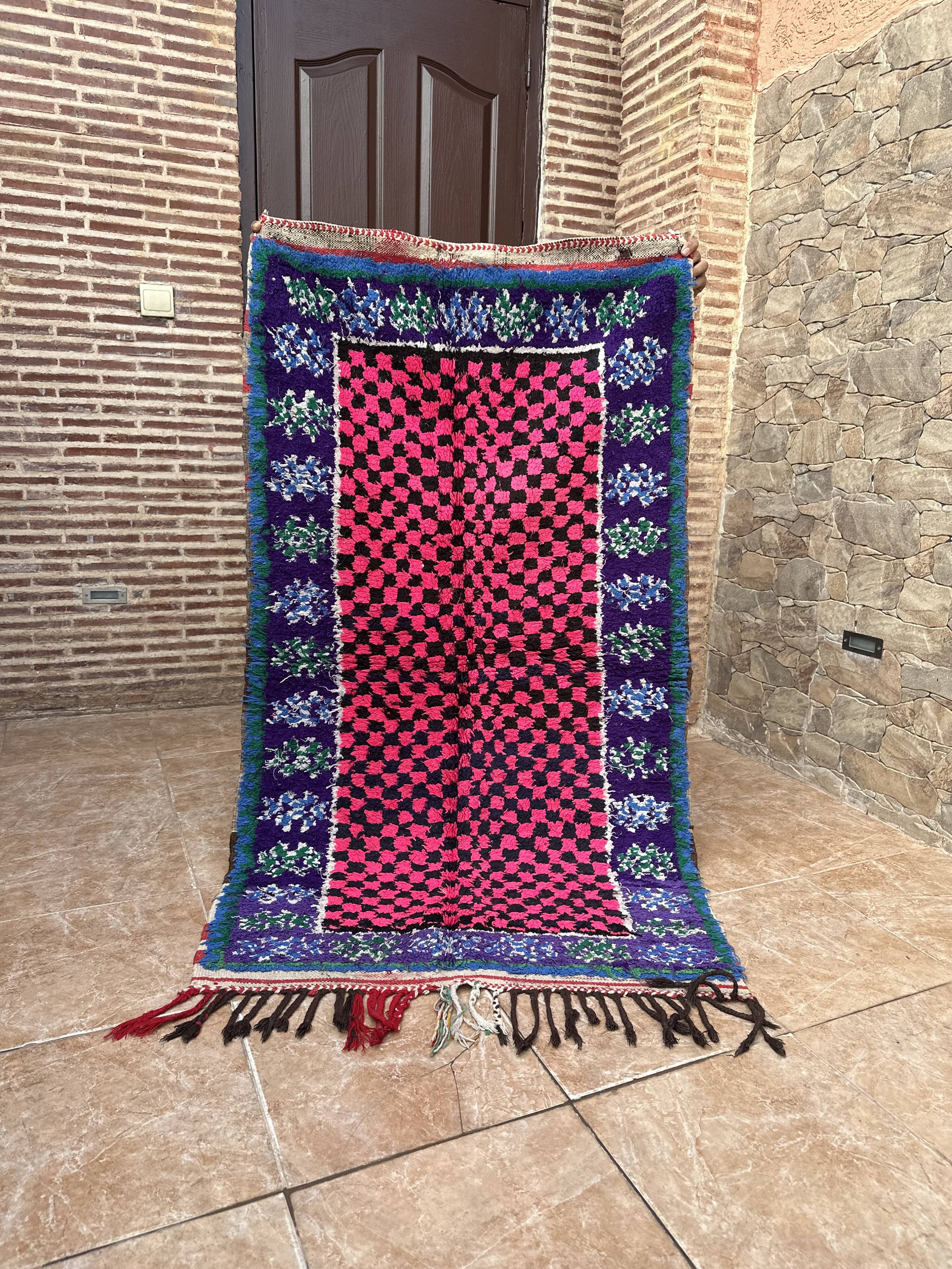 Vintage Moroccan Bouchaouit Rug: Berber Art Deco Rug, Handmade