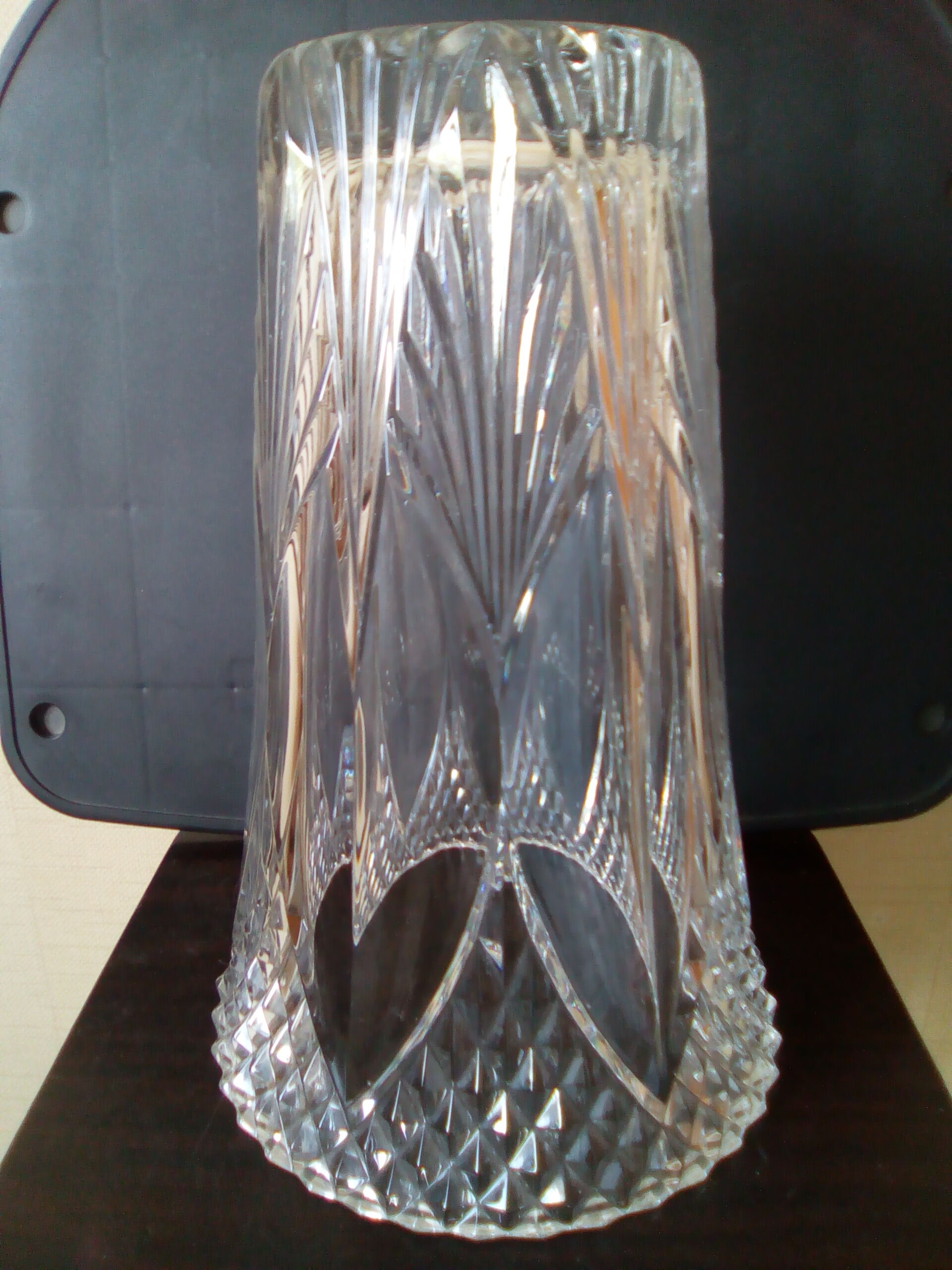 Crystal vase with bouquet holder and crystal barley ears