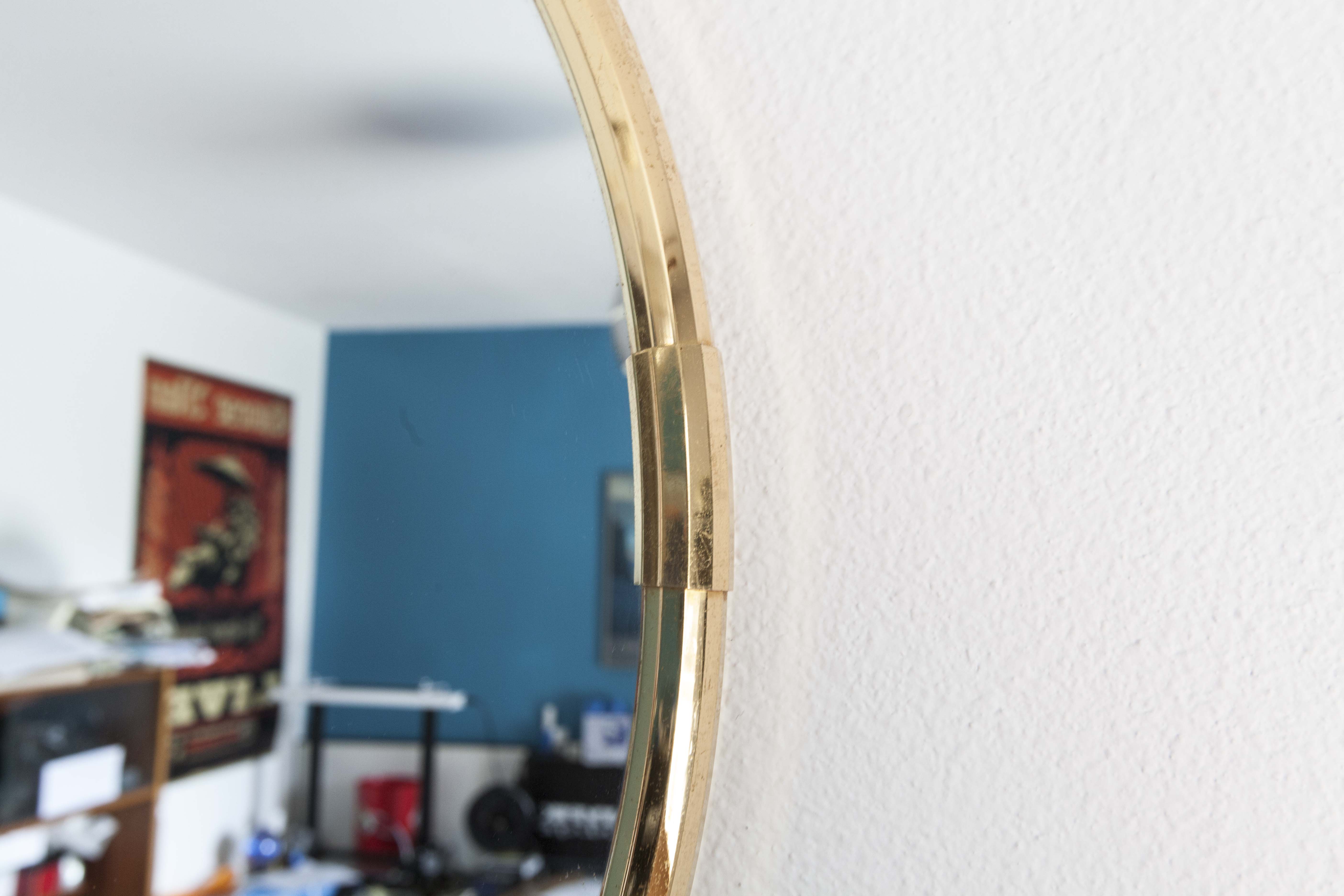 Brass mirror 60cm, 1960s