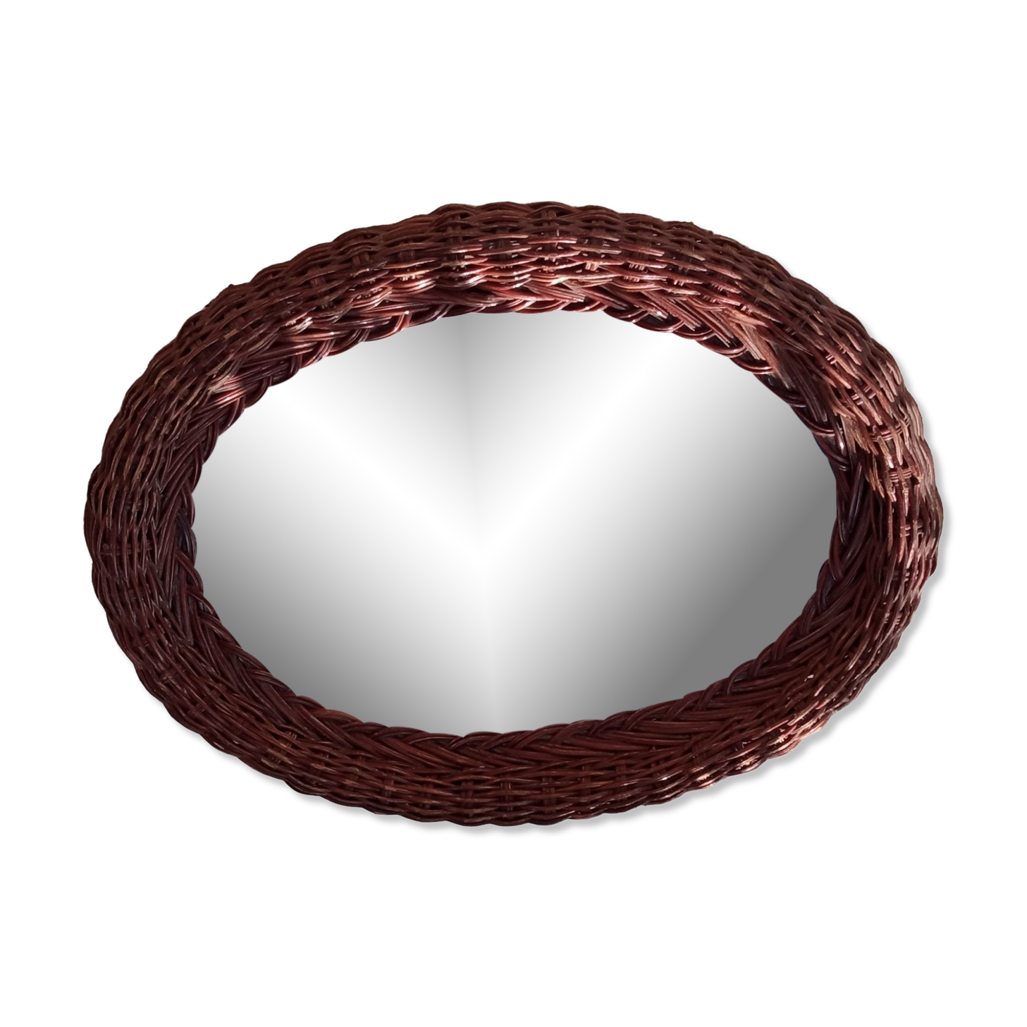 Oval mirror vintage rattan