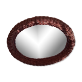 Oval mirror vintage rattan