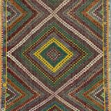 Large Vintage Turkish Kilim Rug 330x193 cm Wool Jajim Kelim