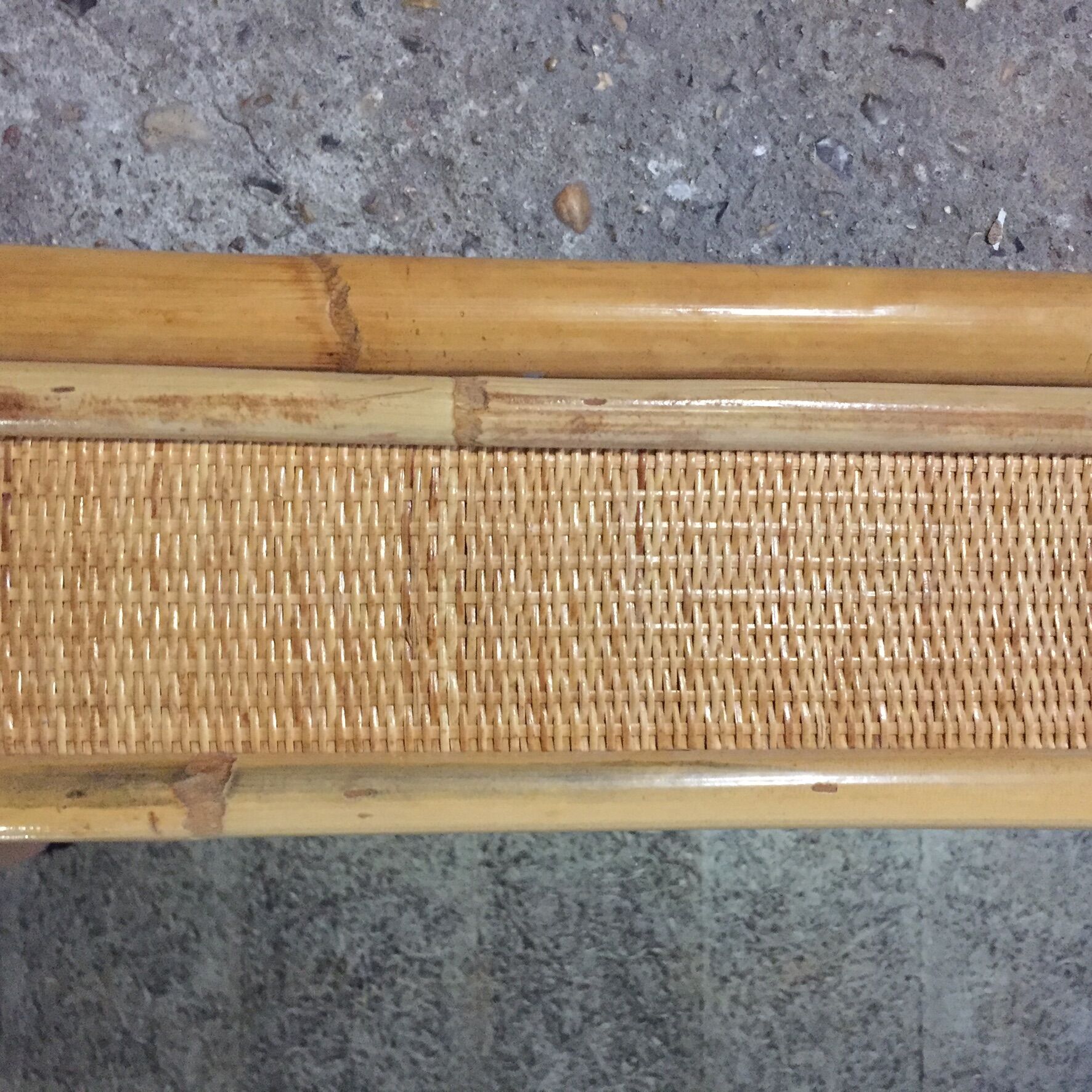 Large mirror bamboo rattan 1970 86x97cm