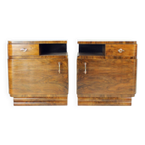 Pair Of Art Deco Bedside Tables In Walnut, Czechoslovakia 1930s