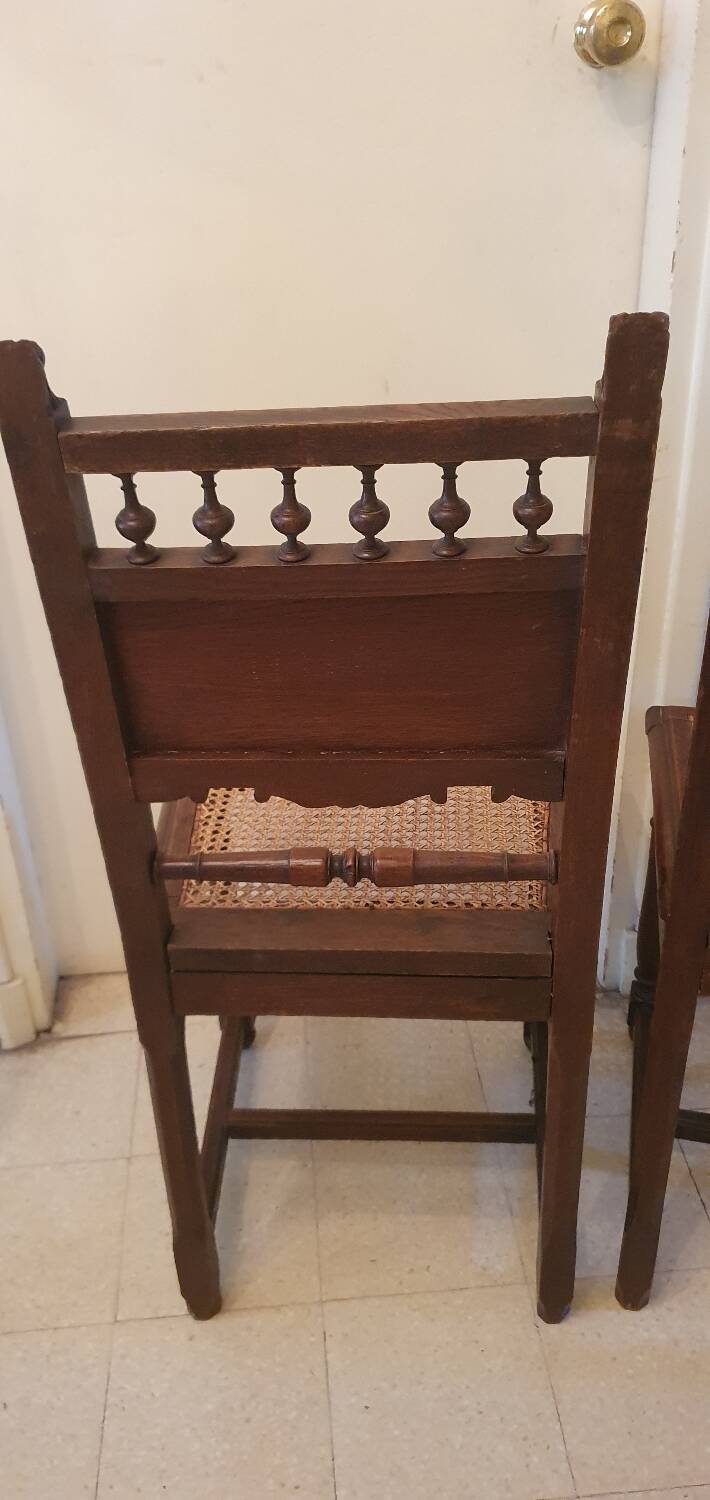 Lot de 2 chaises bois massif tête de lion