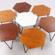 Gio Ponti Set of 7 hexagonal coffee table by ISA Bergamo, 1950 Italy.