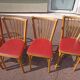 6 baumann bistro chairs wood and skaï red - vintage
