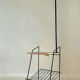 Magazine table with vintage floor lamp, antique side furniture, l