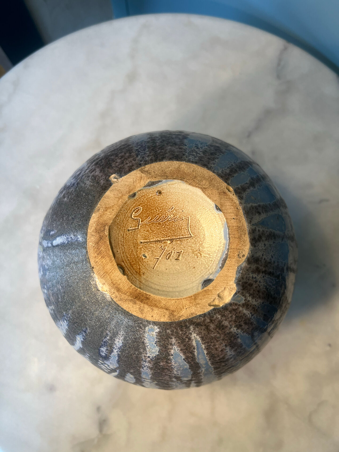 Vase boule art déco signé Roger Guérin