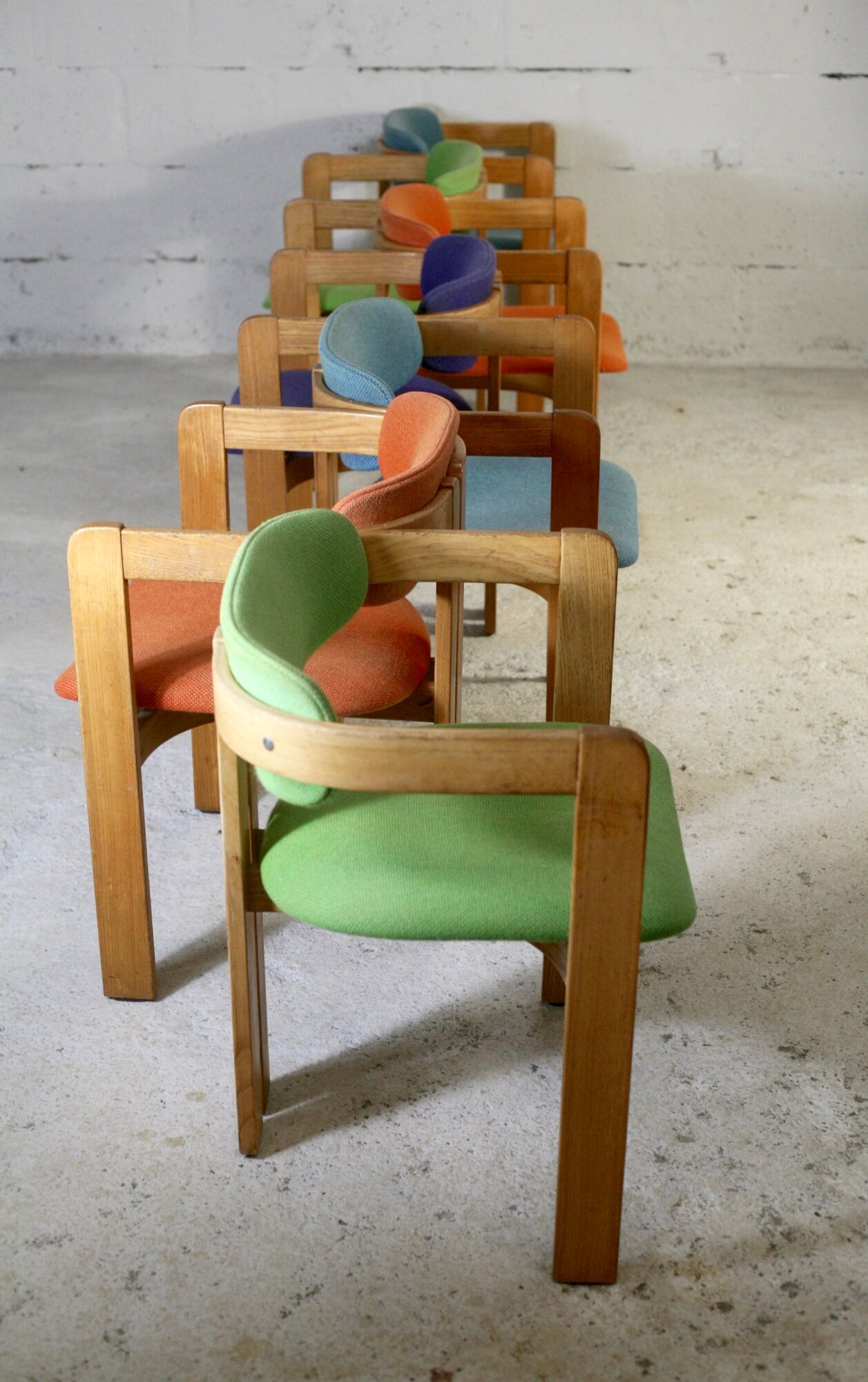7 Chairs Pigreco by Tobia Scarpa, Gavina Edition, Italy, 50s