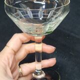 5 Antique Art Deco Palmette Cut Crystal Champagne Glasses