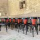 Set of 27 black and red bistro chairs – All wood