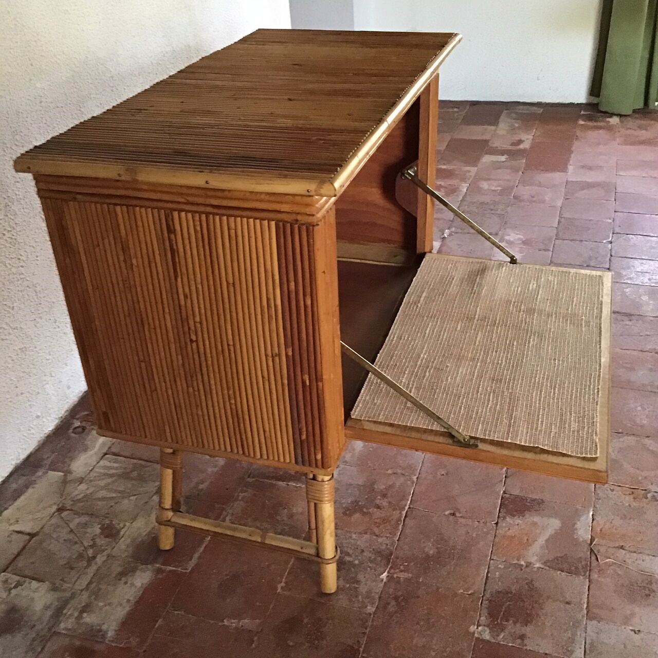 Rattan and bamboo bar cabinet