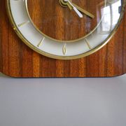 Clock in mahogany formica, metal, wood, glass, in its original box - Brand KIPLE - 70s