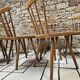 Lot de huit chaises barreaux vintage  bistrot auberge  1960