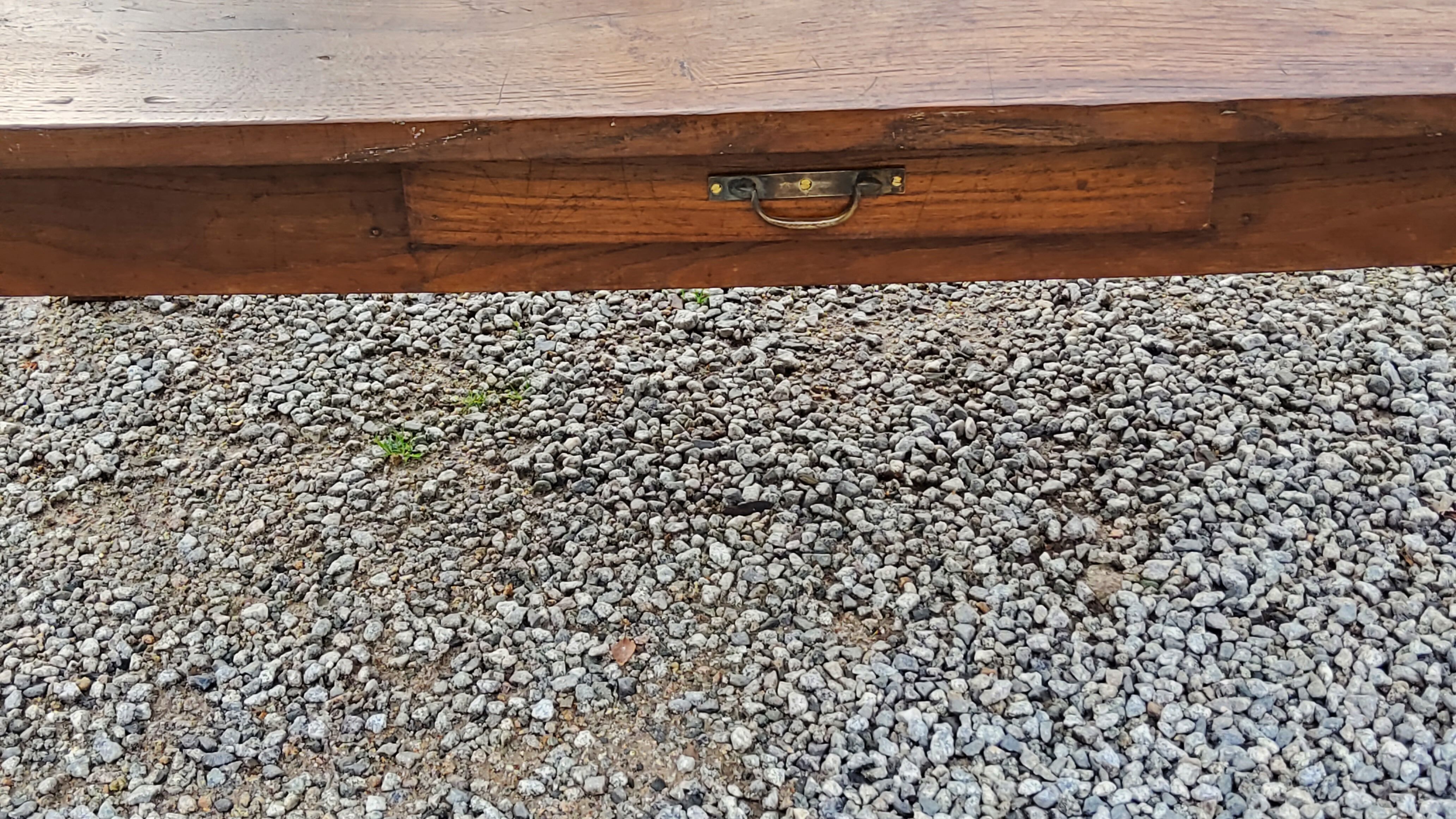 Oak farmhouse coffee table nineteenth century 1 drawer feet bobbins 149cm