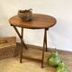 Solid wood oval folding side table