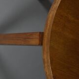 Table d'appoint en placage de chêne, années 1930, rénovée à la main, Art déco polonais