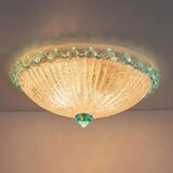 Lampe de plafond en verre de Murano bleu clair par Barovier e Toso - Hollywood Regency, éclairage du milieu du siècle en Italie (années 1960)