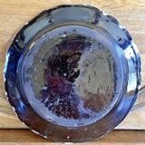 Ancien plat rond creux XVIII cul noir Rouen Forges les eaux