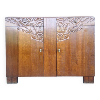Art Deco buffet wooden tray, antique china cabinet