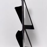 Black Leather and Chrome-Plated Metal Magazine Rack by Salmistraro, Italy