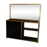 Console set and its mirror, black and gold, 80s
