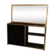 Console set and its mirror, black and gold, 80s