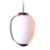 Opaline glass pendant light by Bent Karlby, Denmark, 1950