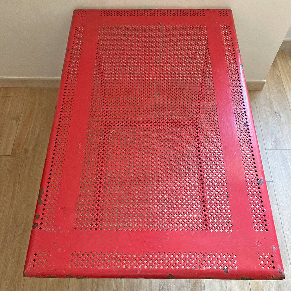 Perforated metal coffee table from the 1950s