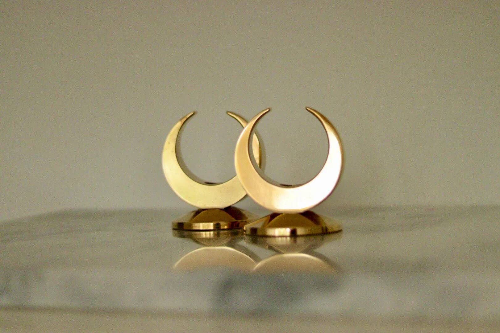 Pair of mid-century Swedish brass candle holders by Arthur Pe Kolbäck