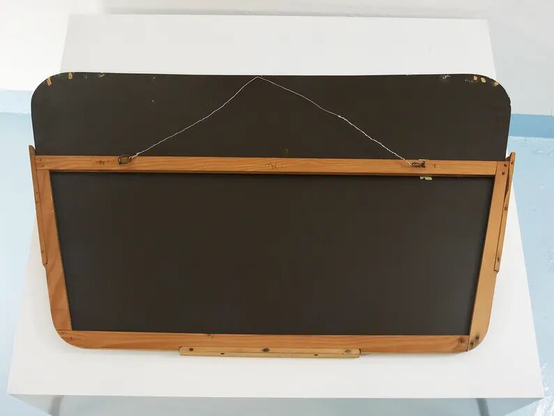 Large Trapezoidal Golden Wall Mirror With Engraved Diamond Pattern, Austria, 1950s