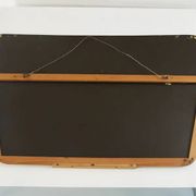 Large Trapezoidal Golden Wall Mirror With Engraved Diamond Pattern, Austria, 1950s