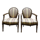Paire de fauteuils médaillons de style Louis XVI