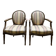Paire de fauteuils médaillons de style Louis XVI