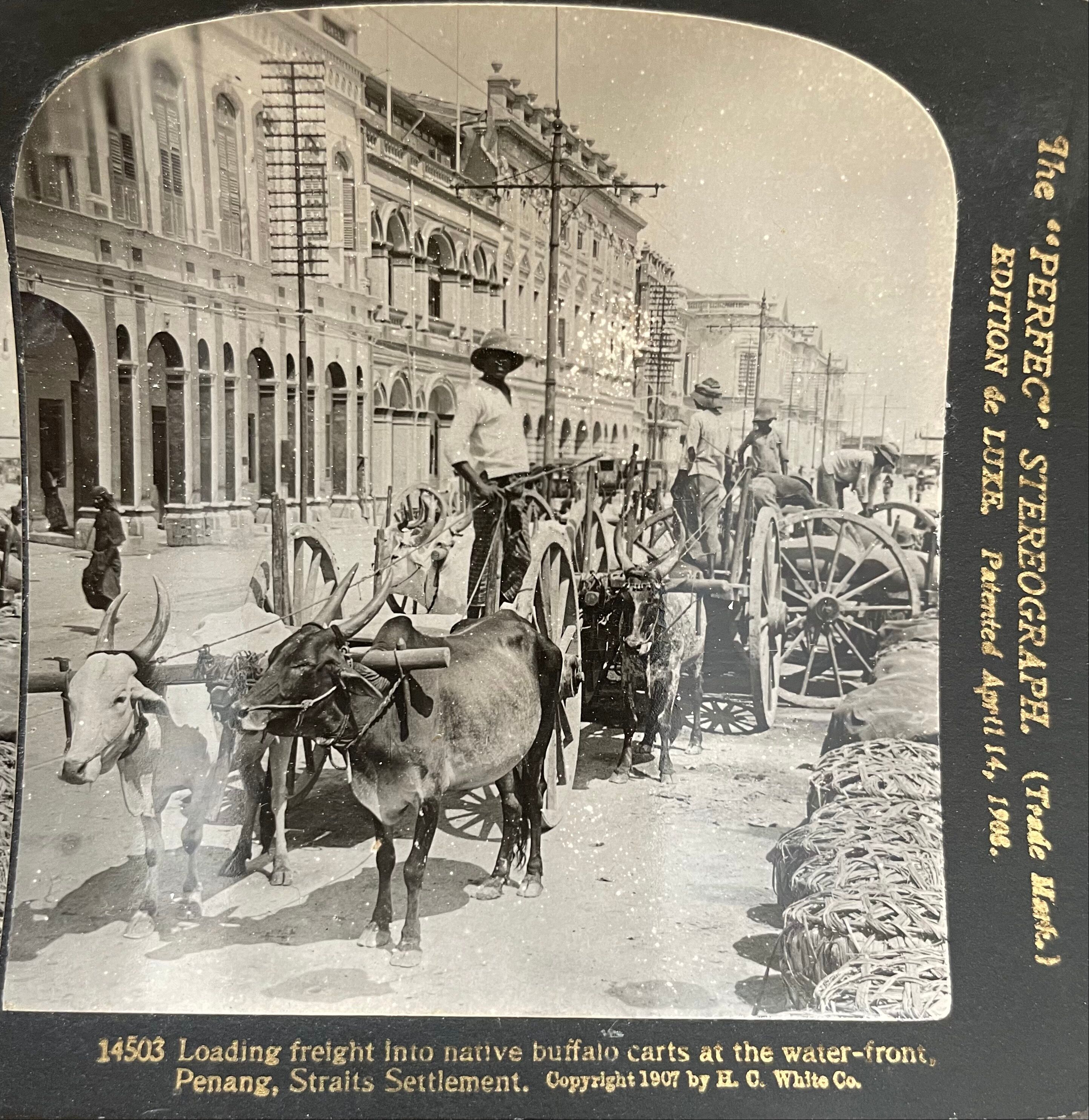 Old photography stereo, stereograph, luxury albumine 1903 quai de Penang
