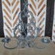 Grand bougeoir chandelier lustre patiné 4 feux