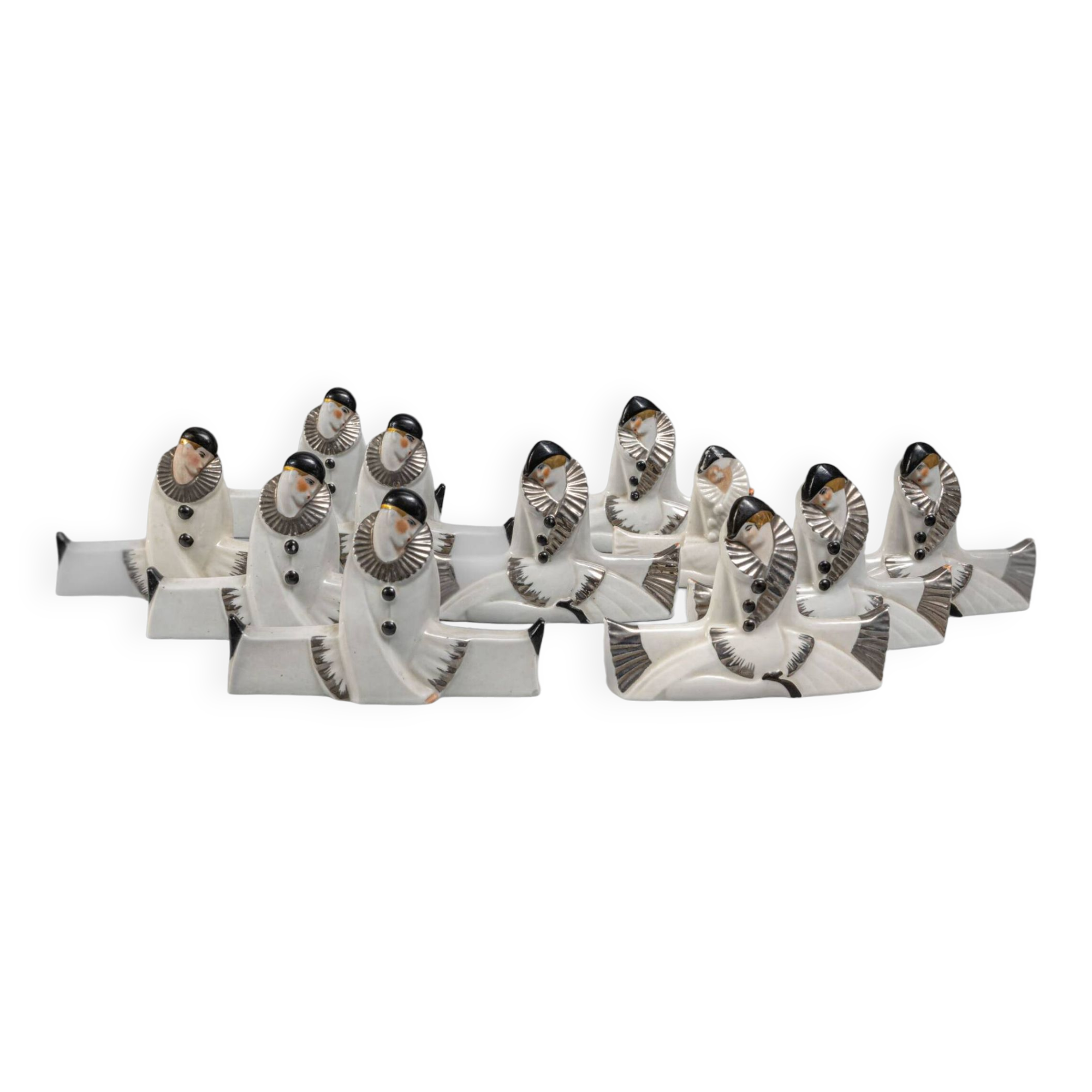 Knife holders (set of 10), Pierrot & Colombine