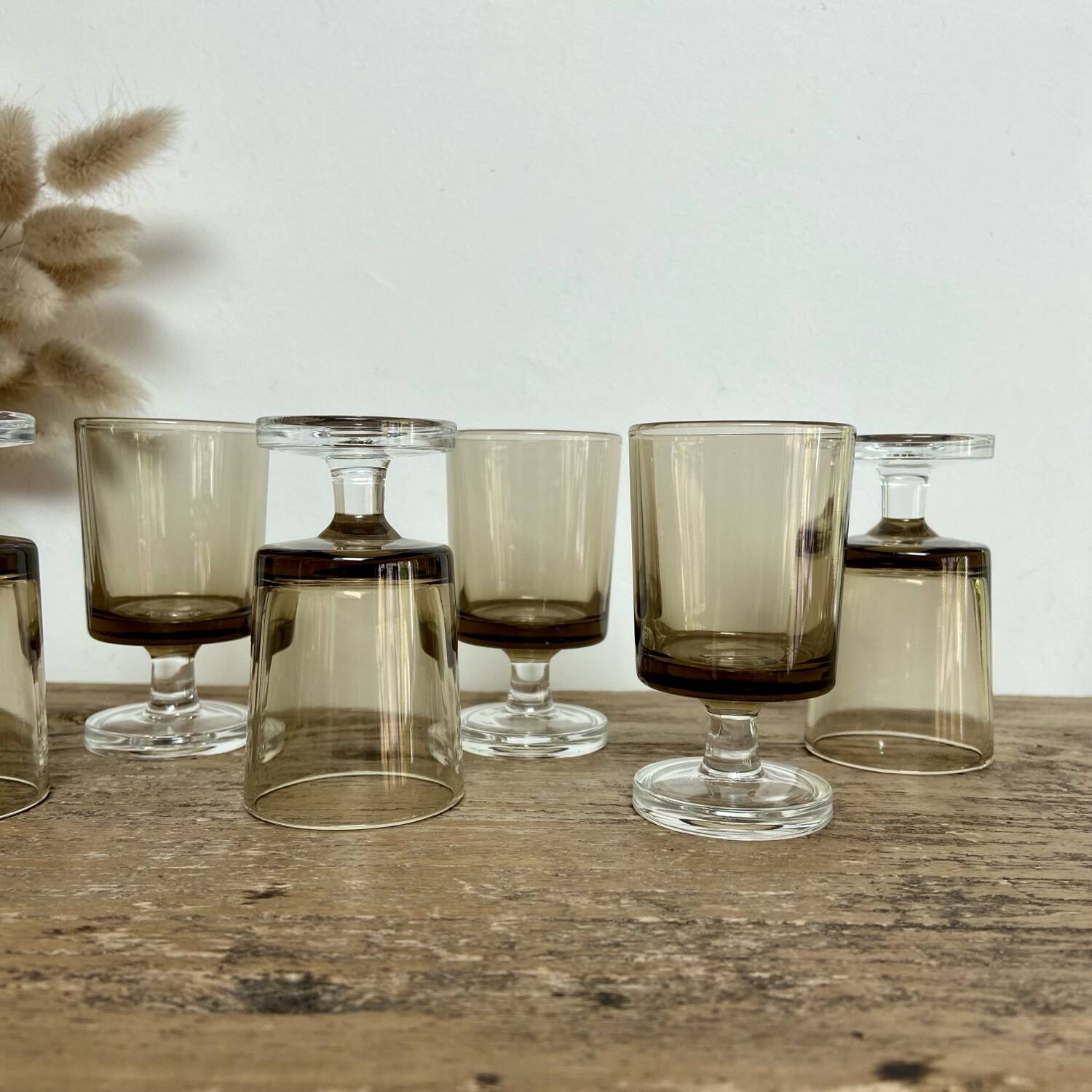 6 smoked liqueur glasses luminarc france