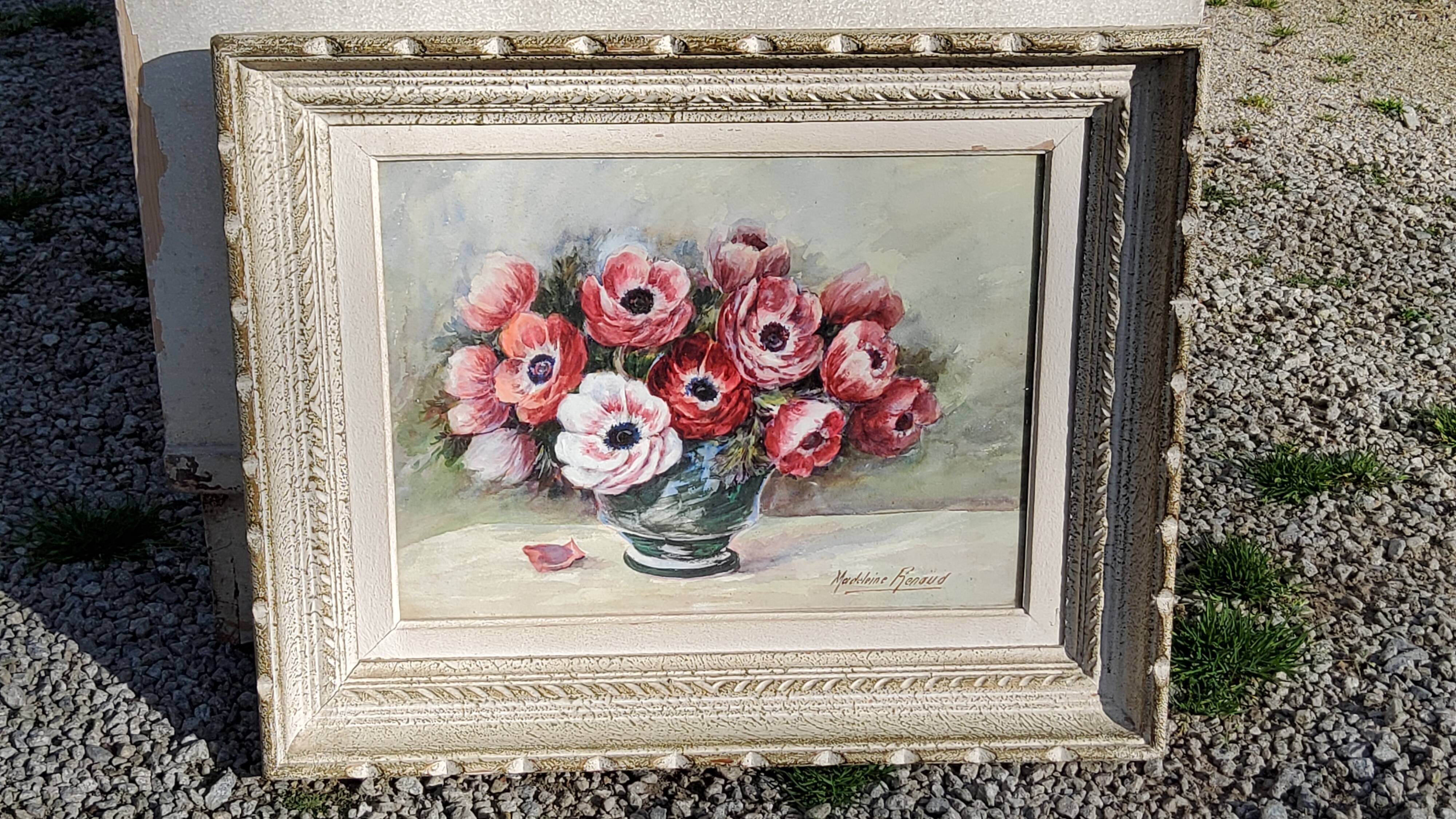 Tableau aquarelle de Madeleine Renaud milieu XXieme siècle