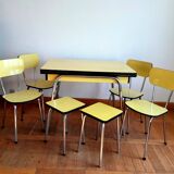 Yellow Formica table and chairs 1970