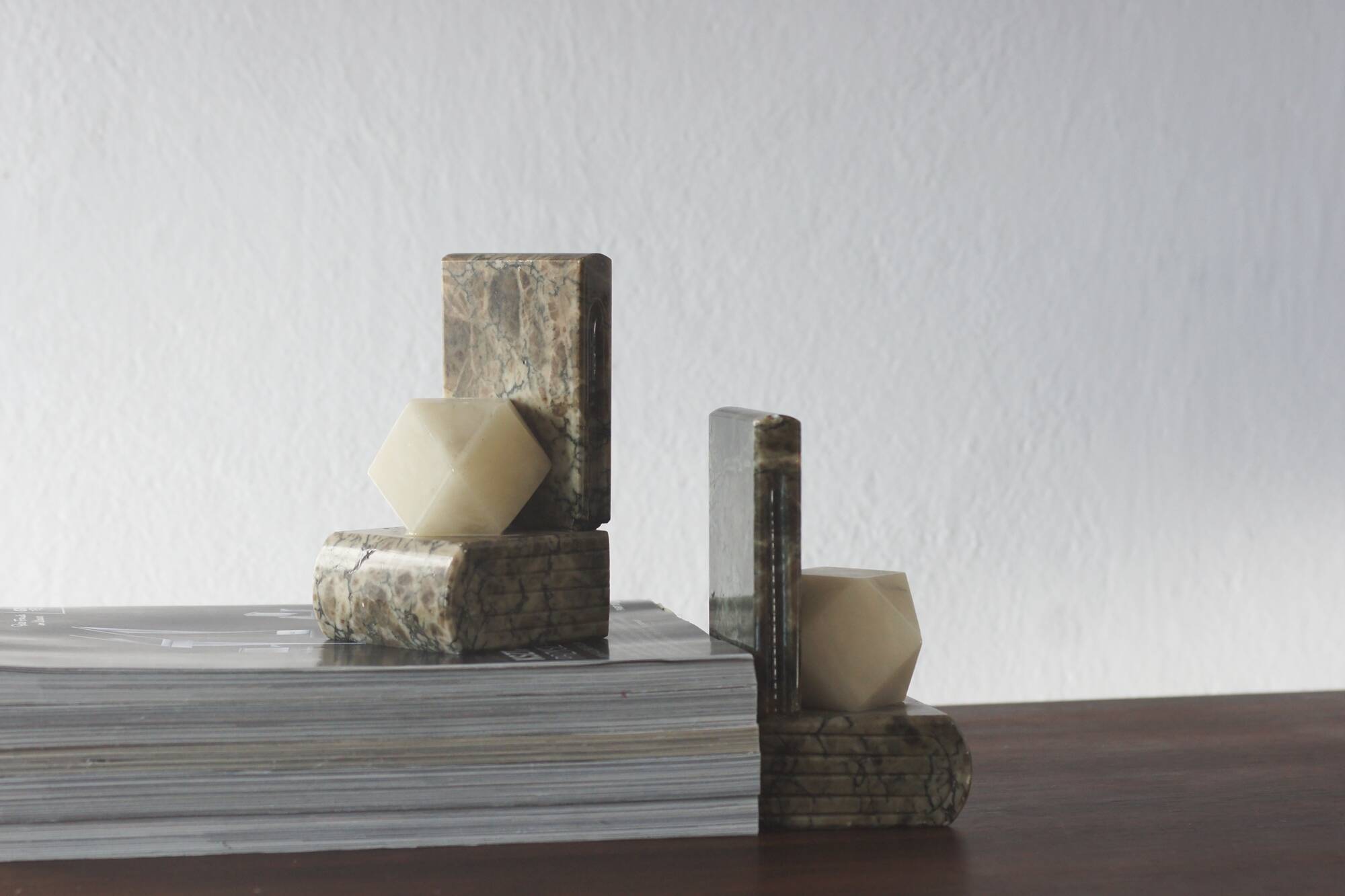 Italian Alabaster Bookends, 1970s, Set of 2