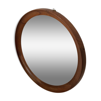 Vintage Scandinavian Round Teak Wall Mirror / Mirror