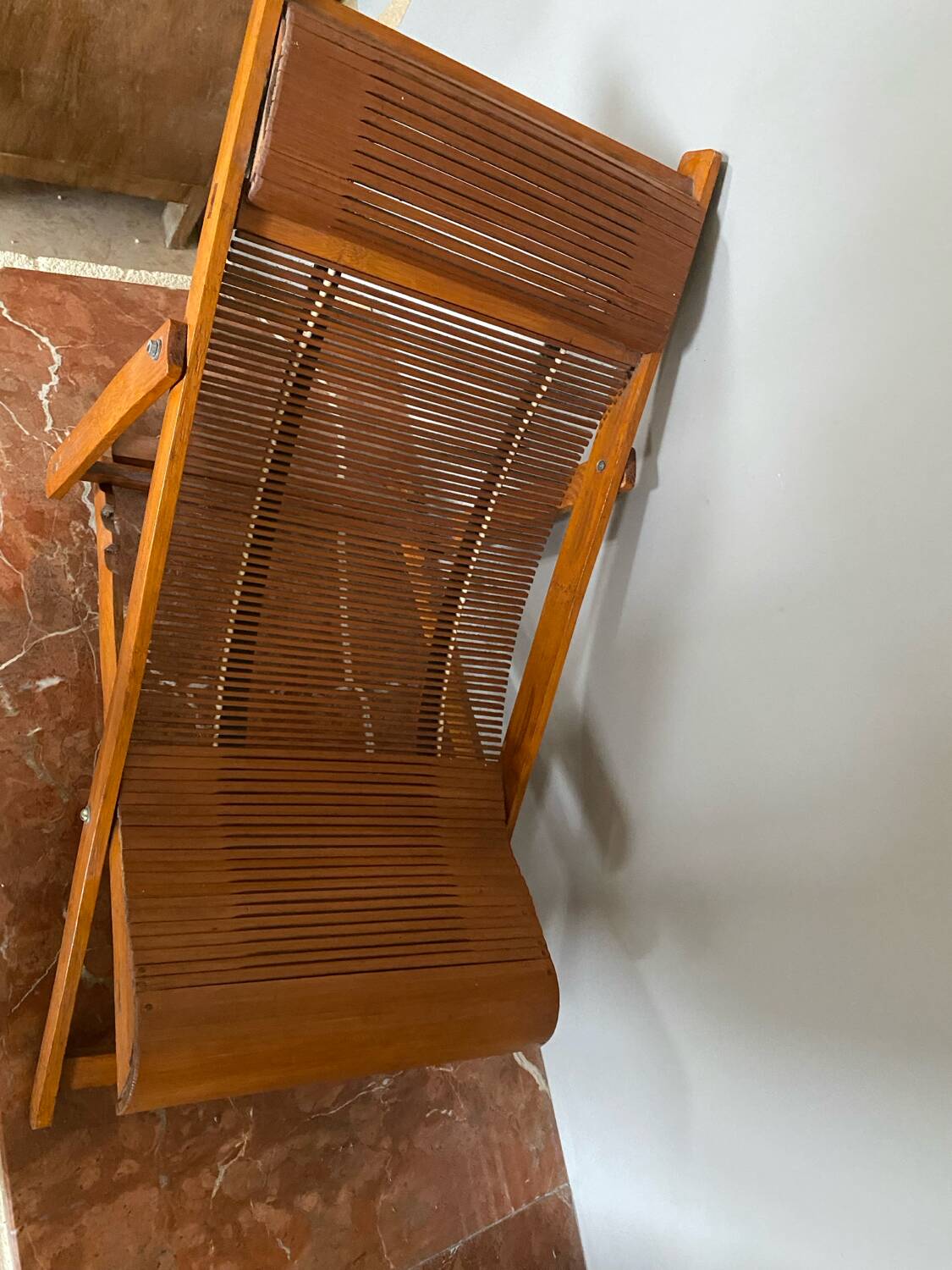 vintage folding bamboo deckchair for children