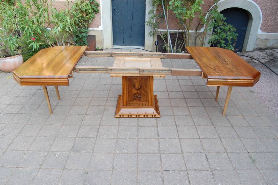 table art déco en noyer avec rallonges 14 couverts