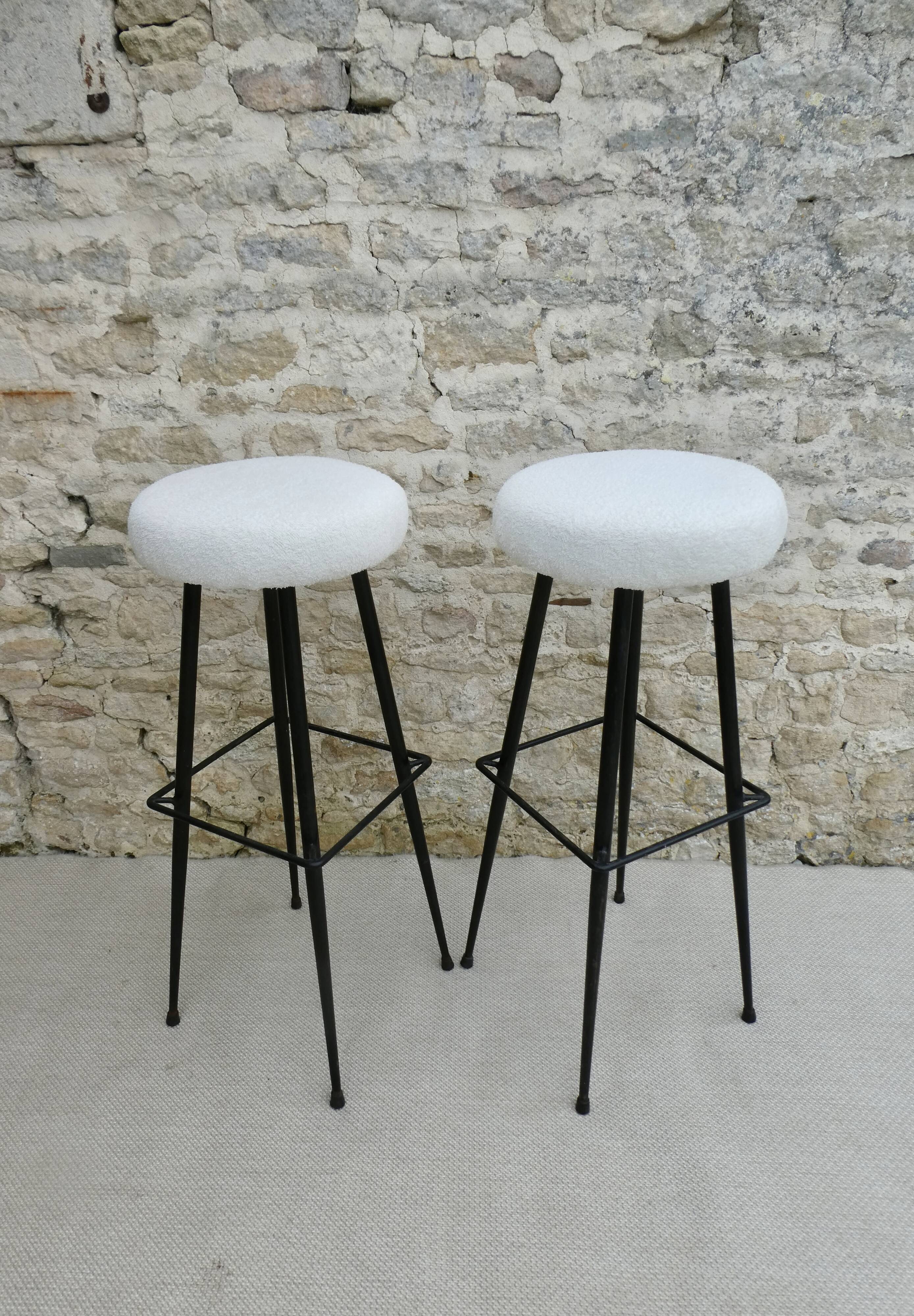 Pair of metal bar top stools in the 60s