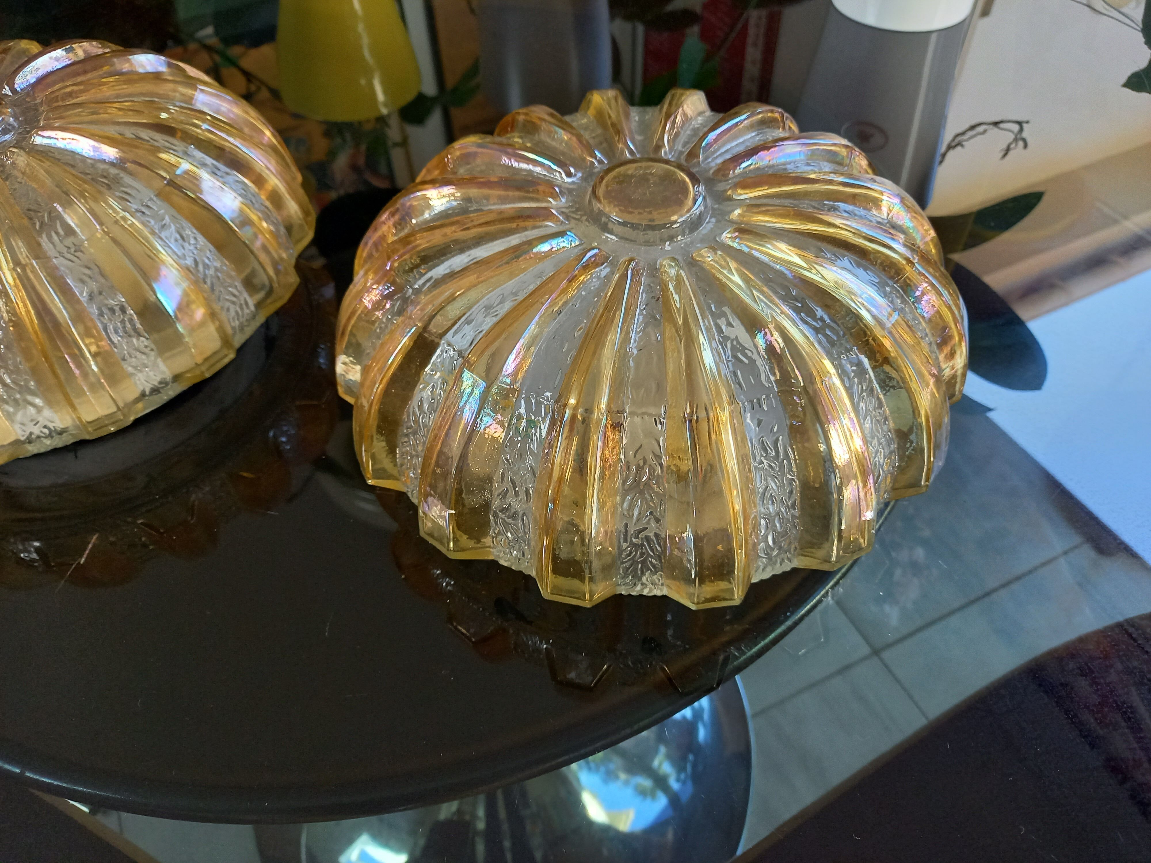 Pair of light fixtures, wall lamps or ceiling lamps 70s