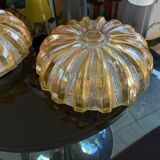 Pair of light fixtures, wall lamps or ceiling lamps 70s