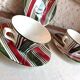 Cups and saucers polychrome Sarreguemines decoration Feria, vintage 30s-50s